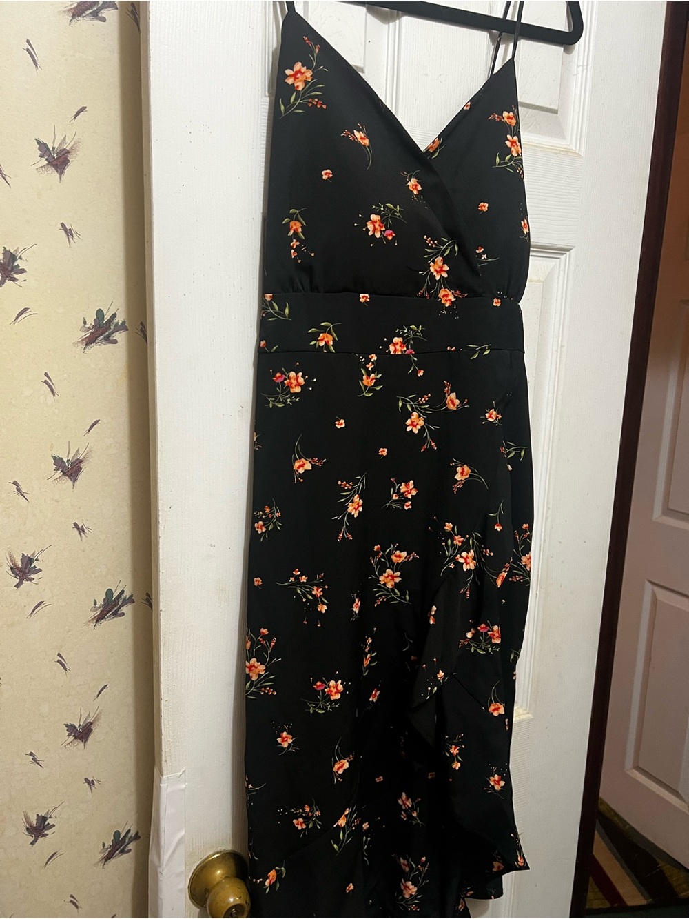 No Boundaries Black Dress with Orange Floral Print